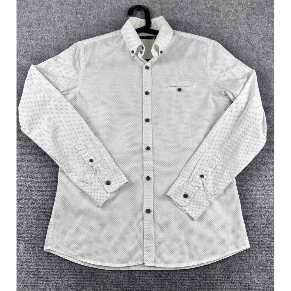 Andew Mens 100 Shirt White Dot Long Sleeve Pocket Korea